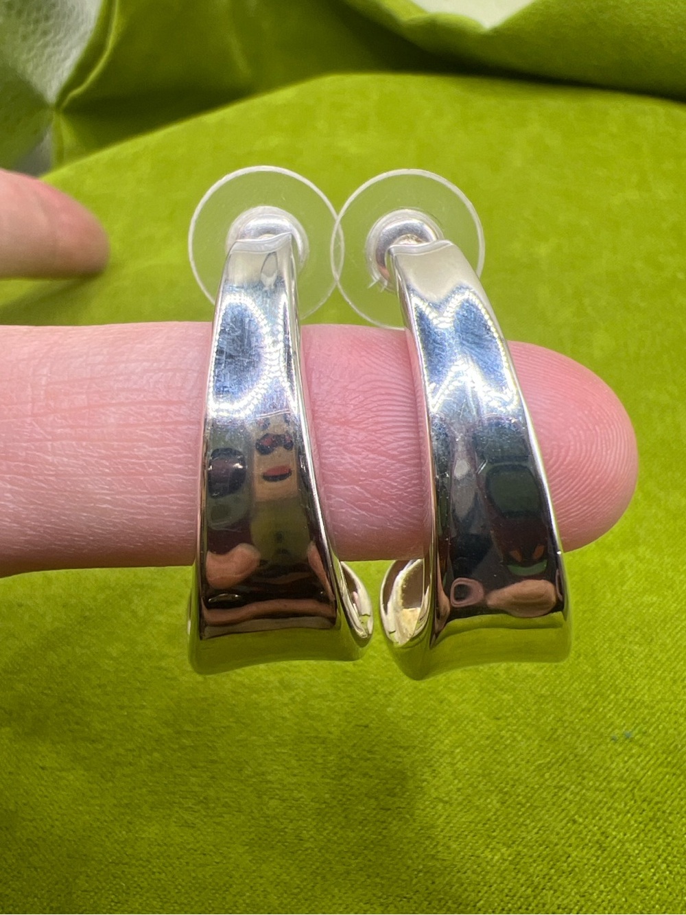 Vtg RLM Studio 925 Sterling Silver Sculptural Hoop Earrings Modernist Design Sig
